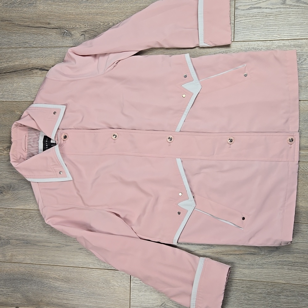 Braeton Pink & White Vintage Lightweight Spring Fall Jacket Coat, Size Small